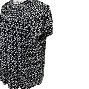 Loft Women's Petite Blouse Black White Size L Polka Dot Boat Neck Short Sleeve Casual thumbnail 6