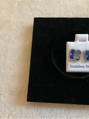 Blue Clover Stainless Steel Stud Earrings thumbnail 2