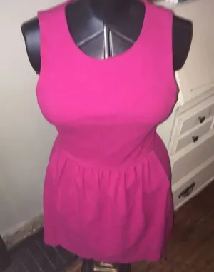 J Crew Factory raspberry pink knit Barbiecore size 8 fit and flare dress thumbnail 1