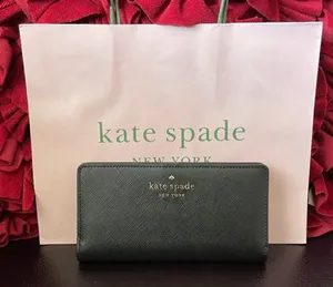 Kate Spade New Staci Large Slim Bifold Wallet Saffiano Leather Black NWT thumbnail 1