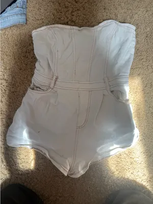 Le Lis White Denim Romper thumbnail 1