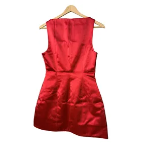 Retrofête Livie Dress Red Satin Boat Neck Mini Cocktail Dress Size S thumbnail 4
