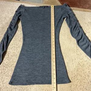 Alessandro Dell'Acqua Dark Academia Boat Neck Ruched‎ Button Sleeve Top Size 40 thumbnail 3