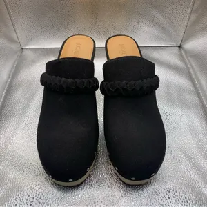 J.Crew Women's Sueded Vegan Leather Clogs Black With Silver Stud Detail 9.5 F7 thumbnail 2