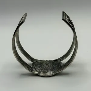 Boho Geometric Wide Cuff‎ Bracelet Adjustable Abstract Silver Tone Hippie Chic thumbnail 7