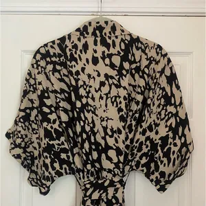 Abstract Print (NOT Animal Print) Short Sleeve Button Down Tie Dress thumbnail 11