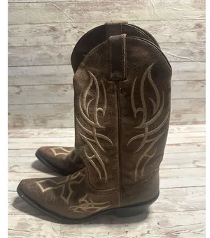 Justin Boots Western Cowgirl Women's Size 6.5 D Brown Cross Faith Brown Leather thumbnail 5