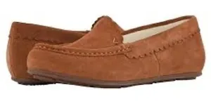 Vionic McKenzie Suede Loafers Brown Scalloped Trim Moc Toe‎ Slip On women's 9.5 thumbnail 1