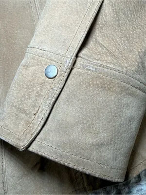 Coldwater Creek Suede Leather Jacket Women’s Large Tan Cowboy Snap Lined Western thumbnail 4