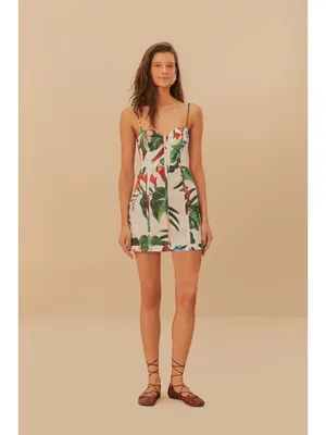NWOT Farm Rio Midnight Macaw Fiesta Linen Sleeveless Mini Dress Size L thumbnail 4