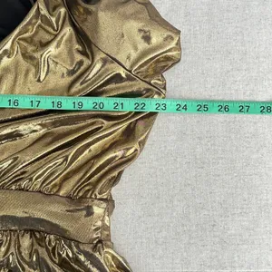 Torrid Top Liquid Shine Peplum Blouse Sz‎ 18/20 Gold Metallic Party New thumbnail 10