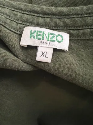 KENZO Paris Logo Sleeve T Shirt Dress Olive Green Cotton XL $328 thumbnail 6