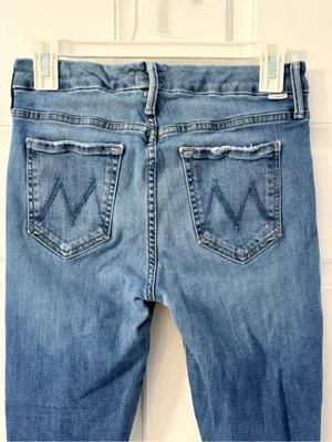 MOTHER Skinny Jeans in Medium Blue Wash thumbnail 6