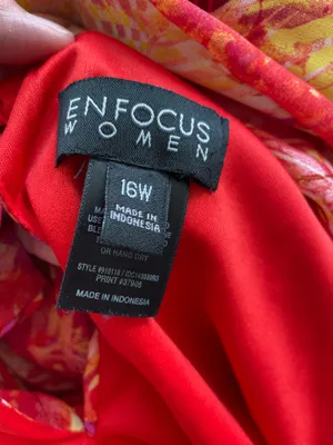 Enfocus Women Tropical-Print Maxi Dress Lined Dark Red Multi Size 16W thumbnail 6