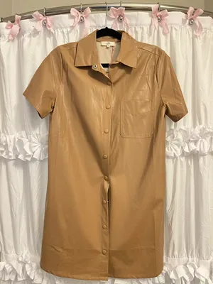 brown leather button up dress thumbnail 1
