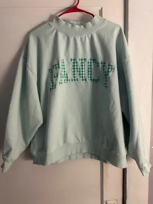 FANCY OVERSIZED TERRY GINGHAM MOCKNECK - ROBIN thumbnail 1