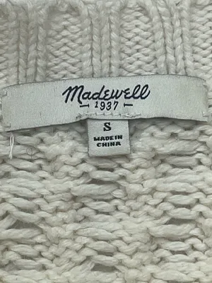 Madewell Cable Knit Cream Off White Long Sleeve Chunky Pullover Sweater Small thumbnail 7