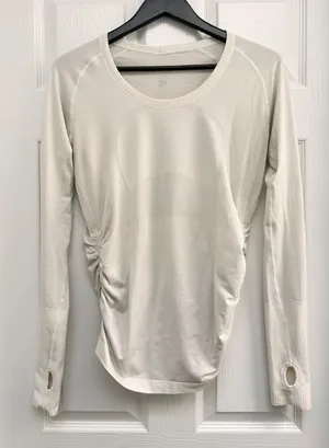 Lululemon Swiftly Tech Ruched Long Sleeve Shirt Cream White Size 10 thumbnail 1