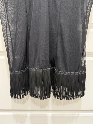 Seduction by Fredricks of Hollywood Black Sheer Fringe Nightie Lingerie Dress thumbnail 2