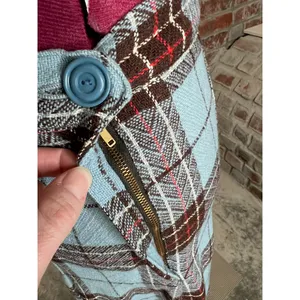 skirt plaid A-line blue brown red metal zipper 1950s thumbnail 7