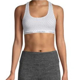 Calvin Klein White & Black Polka Dot Racerback Bra thumbnail 1