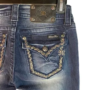 New Miss Me Jeans Womens Size 26 skinny dark Denim Embellished stitched‎ Pockets thumbnail 9