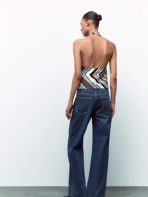Zara Draped Halter Striped Cotton Top thumbnail 8