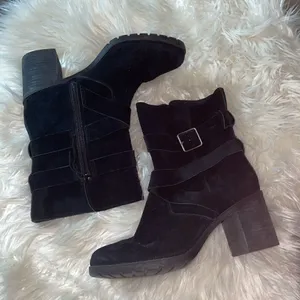 Clarks Artisan Black Suede Malvet Doris Heeled Mid Calf Boots thumbnail 2