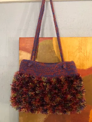 Very Cool Fuzzy Yarn Disco “Groovy” Bag Shoulder Purse thumbnail 2