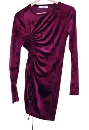Live to be spoiled Ruched Velvet Mini Dress Womens Size M Indie Sleeze Fairy Grunge Whimsigoth thumbnail 1