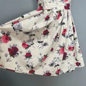 Hell Bunny Eloise‎ Mini Dress Rose Print Cream Bow Adjustable Straps Sz XS Retro thumbnail 8