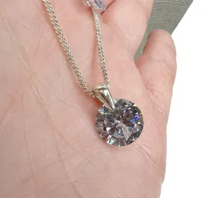 Cubic Zirconia Double Layered Dainty Silver Chain Necklace thumbnail 4