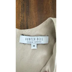 Hunter Bell Linen Blend Midi Dress M Natural Puff Sleeve V Neck Cottagecore thumbnail 8