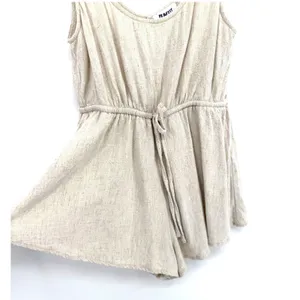 Princess Polly Romper Sleeveless Boho Size 4 Oatmeal Beige Smocked Strap Keyhole thumbnail 4