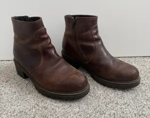 Havana Joe Women's Brown Leather Ankle Boots with Zip Closure and Block Heel, Si thumbnail 1