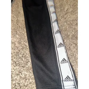 Adidas Womens Black White Logo Tape Ankle Zip Tapered Track Pants XS thumbnail 2