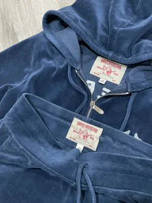 True Religion Navy Velour Tracksuit thumbnail 5