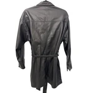 Abercrombie & Fitch Mini Dress Women's L Black Faux Leather Flap Pockets Belted thumbnail 2