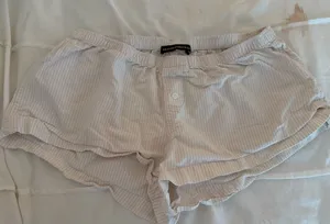 Brandy Melville Cream and Light Pink Striped Lounge Shorts thumbnail 1