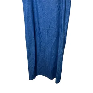 Westbound‎ Vintage Christmas Denim Maxi Dress Button Front Embroidered L thumbnail 9