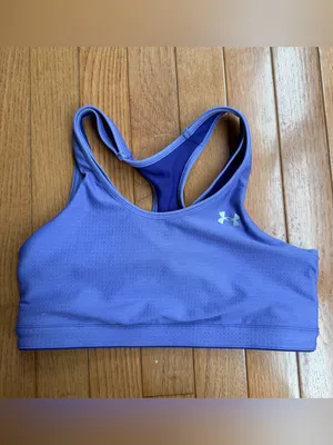 Under Armour Reversible Sports Bra Periwinkle Lavender Purple Mesh Medium M thumbnail 6