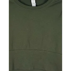 Offline by Aerie S Army Green Seamless Ribbed Long Sleeve Cropped Top thumbnail 3