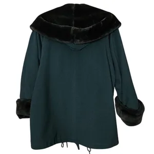 VTG Leslie Fay Wool Blend Coat Faux Fur Collar Cuffs Lined 12 Women's Dark Green thumbnail 4