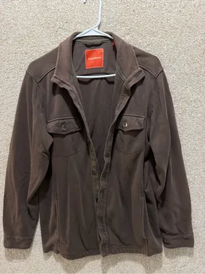 Tommy Bahama brown sweater jacket pima cotton button down FLAWS camping hiking S thumbnail 2