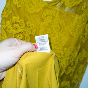 For Love & Lemons Yellow Tiana Lace One Shoulder Mini Dress Size Medium NWT thumbnail 11