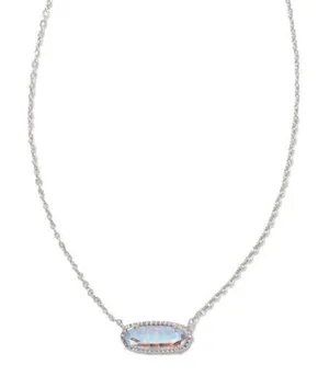 Kendra Scott Eva Dichroic Glass Pendant Rhodium over Brass Silver Necklace thumbnail 1