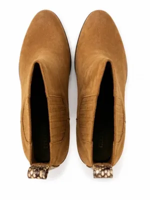 Dolce Vita Gracie Tan Suede Heeled Ankle Boots Snakeskin Detail Size 9.5 thumbnail 5