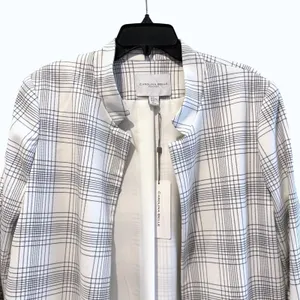CAROLINA BELLE MONTREAL Womens XL Plaid Blazer Jacket Open‎ Front Lined NWT thumbnail 2