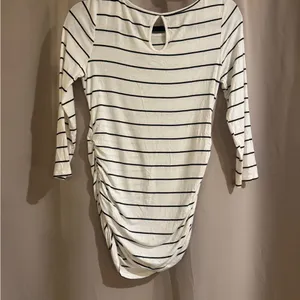 Motherhood Black and White Striped 3/4 Sleeve Top thumbnail 2