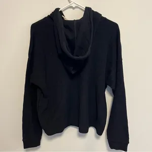 NWT Champion Black Ribbed Athletic Hoodie Cream Accents - L thumbnail 5